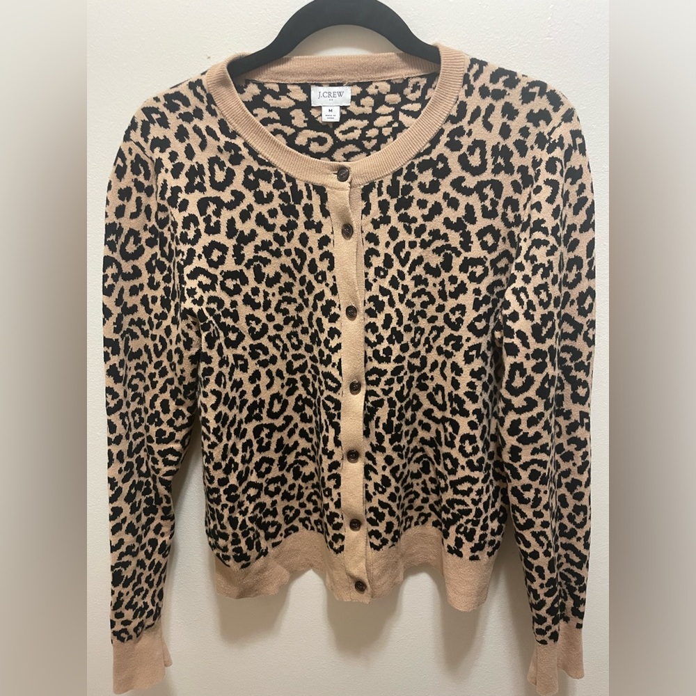 J Crew cheetah print crew neck sweater